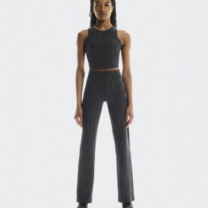 Women's All-Day Ribbed Pants Black | Rock
