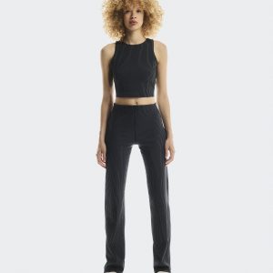 Women's All-Day Ribbed Crop Black | Rock